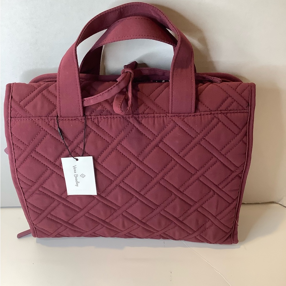 Vera Bradley Quilted Burgundy Cosmetic Organizer Bag